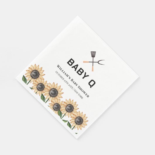 Rustikale Moderne GRILLEN Sonnenblume Babydusche Serviette (Ecke)