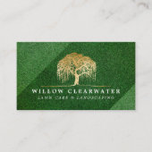 Rustikale, moderne Grüne und Gold Willow Tree Land Visitenkarte (Vorderseite)