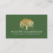 Rustikale, moderne Grüne und Gold Willow Tree Land Visitenkarte (Vorderseite)