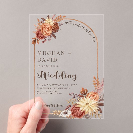 Rustikale, moderne, handgeschriebene Herbstkapelle Acryleinladungen (Insitu (Handheld))