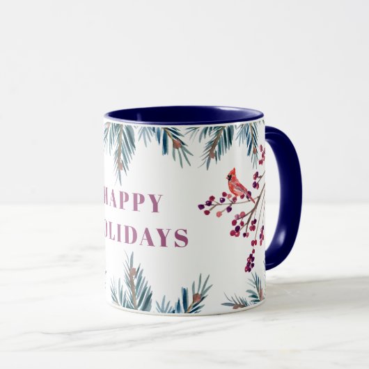 Rustikale moderne Happy Holidays Kiefernstrassen u Tasse (VorderseiteRechts)