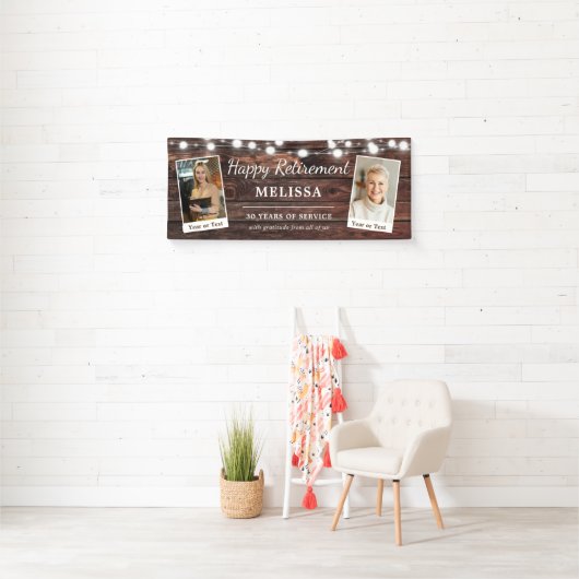 Rustikale moderne Happy Rente Individuelle Name Fo Banner (Insitu)