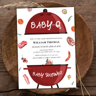 Rustikale moderne Hinterhof-BBQ-Baby-Q-Baby-Party Einladung