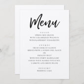 Rustikale moderne Hochzeit. Länderskriptkalligrafi Menükarte (Vorne/Hinten)