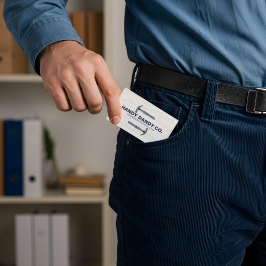 Rustikale moderne Holzkörner Handyman Hammer Contr Visitenkarte