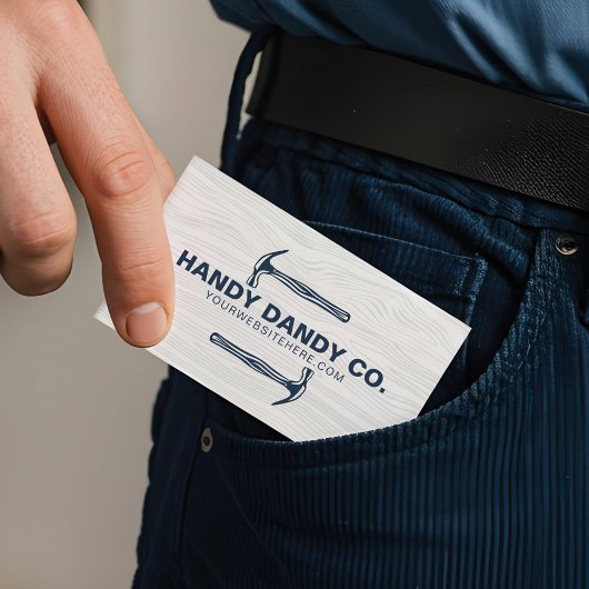 Rustikale moderne Holzkörner Handyman Hammer Contr Visitenkarte