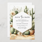 Rustikale moderne Kakteen Wedding Save The Date (Vorne/Hinten)
