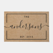Rustikale moderne Kalligraphie - Familienname Mono Fußmatte (Vorderseite)