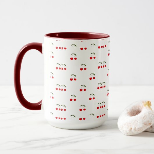 Rustikale moderne Kirschmuster Tasse (Mit Donut)