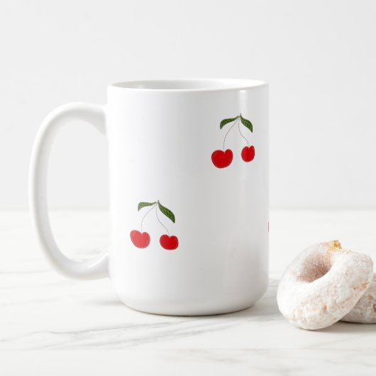 Rustikale moderne Kirschmuster-Wasserflasche Kaffeetasse (Mit Donut)