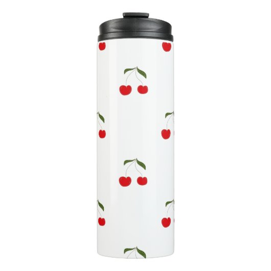 Rustikale moderne Kirschmuster-Wasserflasche Thermosbecher (Vorderseite)