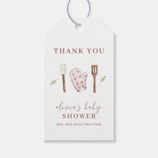 Rustikale moderne Koch Küche Stuff Babydusche Geschenkanhänger (Vorderseite)