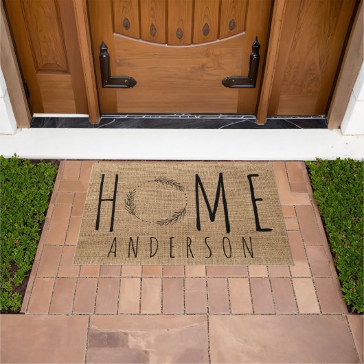 Rustikale, moderne Länderfamilie Name Zuhause Imit Fußmatte (Außenbereich)