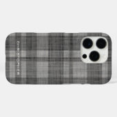 Rustikale moderne Linen Karierter Muster Name Schw Case-Mate iPhone Hülle (Rückseite (Horizontal))