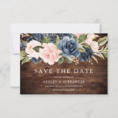 Rustikale moderne Marine & Blush All Seasons Weddi Save The Date (Vorderseite)