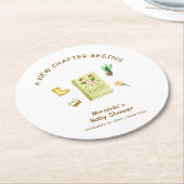 Rustikale Moderne neue Kapitel Garten Bücherschupp Runder Pappuntersetzer (Angewinkelt)