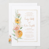 Rustikale, moderne, orange gelbe Wasserfarbe Einladung (Vorne/Hinten)