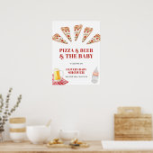 Rustikale moderne Pizza Beers Baby Dusche Herzlich Poster (Küche)