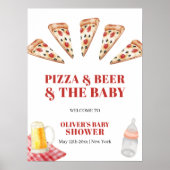 Rustikale moderne Pizza Beers Baby Dusche Herzlich Poster (Vorne)