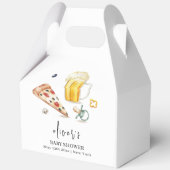 Rustikale moderne Pizza Beers Schnuller Baby Dusch Geschenkschachtel (Rückseite)