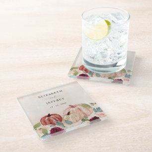 Rustikale moderne Pumpkins Land Hochzeit im Herbst Glasuntersetzer