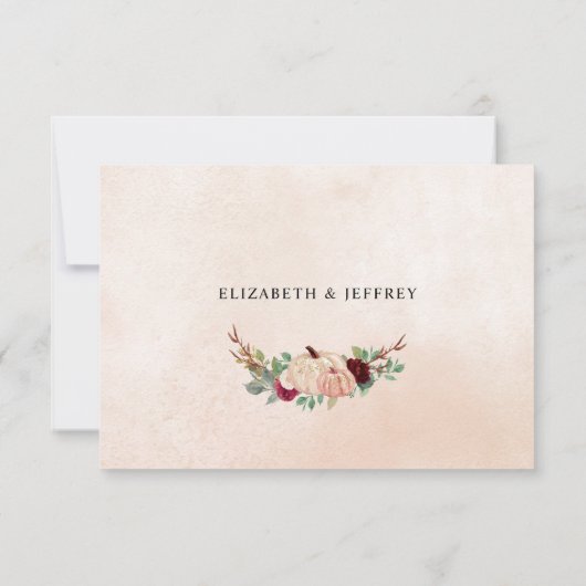 Rustikale moderne Pumpkins Land Hochzeit im Herbst RSVP Karte (Rückseite)