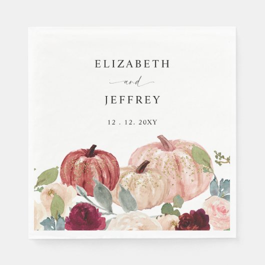 Rustikale moderne Pumpkins Land Hochzeit im Herbst Serviette (Vorderseite)