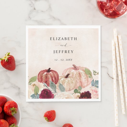 Rustikale moderne Pumpkins Land Hochzeit im Herbst Serviette (Beispiel)