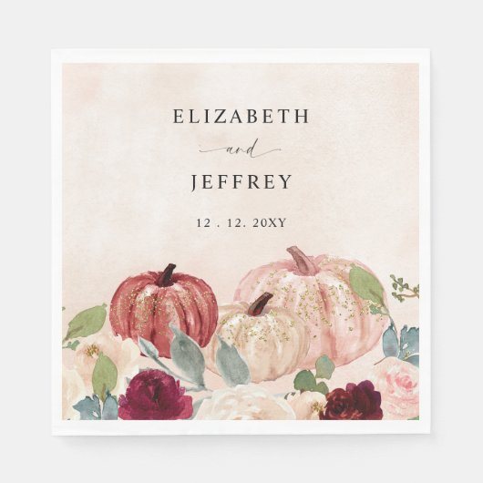 Rustikale moderne Pumpkins Land Hochzeit im Herbst Serviette (Vorderseite)