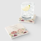 Rustikale moderne Pumpkins Land Hochzeit im Herbst Steinuntersetzer (Seitenansicht)