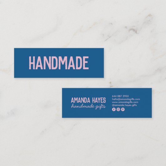 Rustikale, moderne, rosa blaue Kunsthandwerksverkä Mini Visitenkarte (Vorne/Hinten)