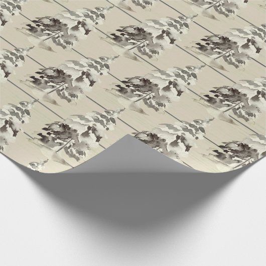 Rustikale moderne schneebedeckte Weihnachtsbäume Geschenkpapier (Ecke)
