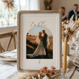 Rustikale moderne Schrift Foto Hochzeit Tischnumme Tischnummer