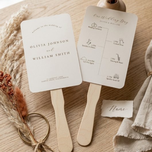 Rustikale moderne Schrift Hochzeitsprogramm und Ze Fächer