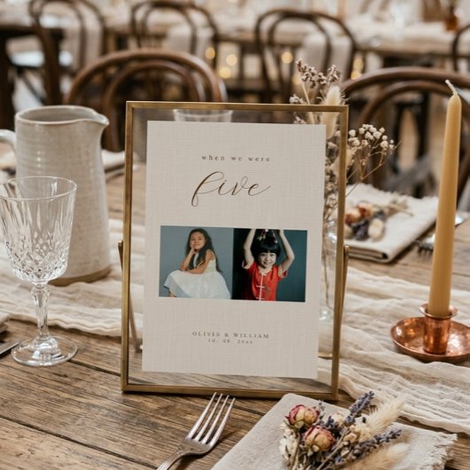 Rustikale moderne Schrift Kinderfotos als Tischnummer