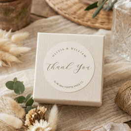 Rustikale moderne Schrift personalisierte Hochzeit Runder Aufkleber