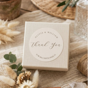 Rustikale moderne Schrift personalisierte Hochzeit Runder Aufkleber