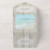 Rustikale moderne Script Beach Hochzeit All In One Einladung (Außenbereich)