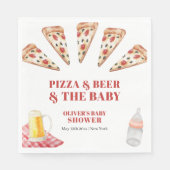 Rustikale moderne Slice Pizza Beers Babydusche Serviette (Vorderseite)