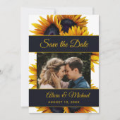 Rustikale moderne Sonnenblumen elegantes Hochzeits Save The Date (Vorderseite)