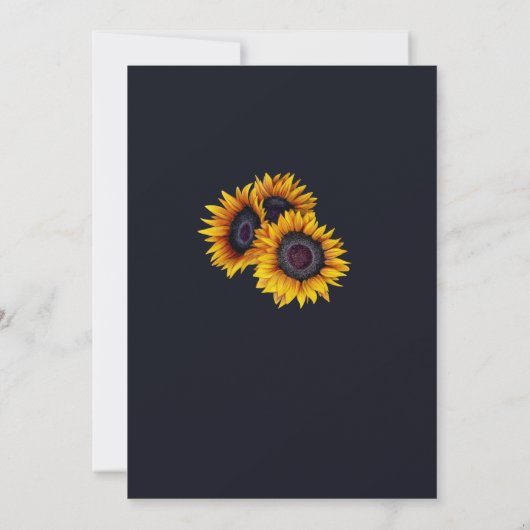 Rustikale moderne Sonnenblumen elegantes Hochzeits Save The Date (Rückseite)