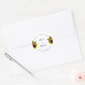 Rustikale moderne Sonnenblumen Hochzeit rett Datum Runder Aufkleber (Umschlag)