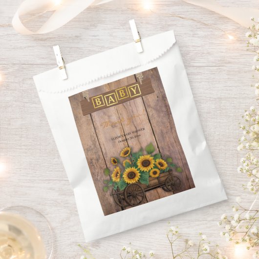 Rustikale moderne Sonnenblumenspülung Babydusche Geschenktütchen (Ausgeschnitten)