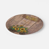 Rustikale moderne Sonnenblumenspülung Babydusche Pappteller (Schrägansicht)