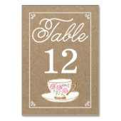 Rustikale moderne Teacup-Tischnummer Tischnummer (Rückseite)