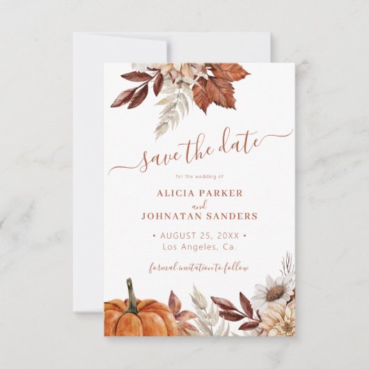 Rustikale, moderne Terracotta, florale QR Code Hoc Save The Date (Vorderseite)