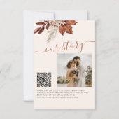 Rustikale moderne Terrakotta-Blumen-QR-Code-Hochze Save The Date (Rückseite)