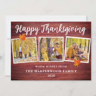 Rustikale moderne Thanksgiving-Familienfotocollage Feiertagskarte