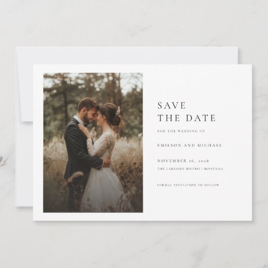 Rustikale moderne Typografie 2 Foto Save the Date Einladung (Vorderseite)