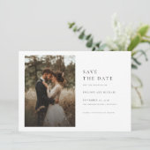 Rustikale moderne Typografie 2 Foto Save the Date Einladung (Stehend Vorderseite)